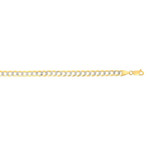 Solid 14K Yellow + White Gold Comfort Pave Cuban Link Chain Bracelet // 5.7mm