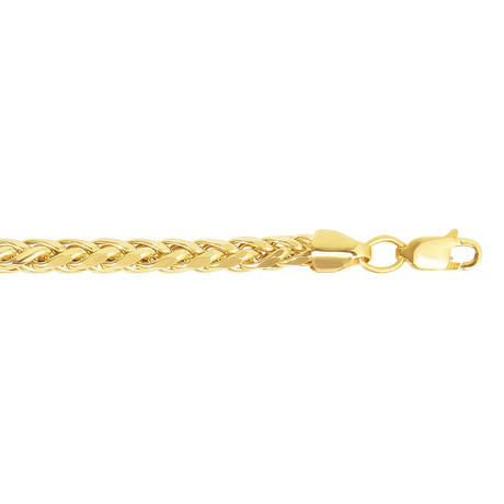 Solid 14K Yellow Gold Diamond Cut Round Wheat Chain Bracelet // 4.1mm