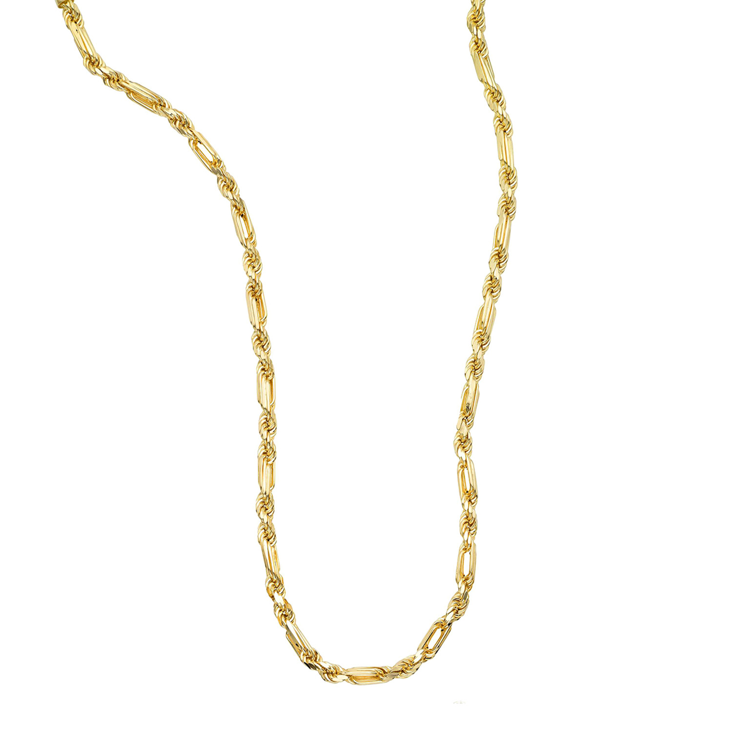 Solid 14K Yellow Gold Figaro Rope Necklace // 4.3mm (22