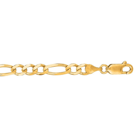 Solid 14K Yellow Gold Classic Figaro Chain Bracelet // 5.4mm