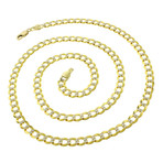 Solid 14K Yellow + White Gold Comfort Pave Cuban Link Necklace // 4.6mm