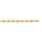 Solid 14K Yellow Gold Shiny Puffed Mariner Link Bracelet // 11mm