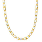 Solid 14K Yellow + White Gold Shiny Oval Necklace // 7mm
