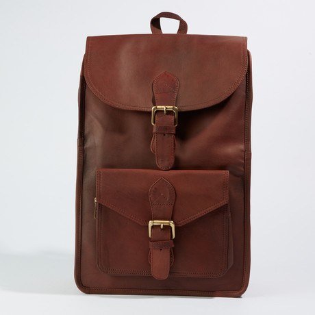 Rustic Leather Backpack // Brown