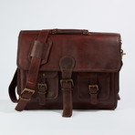 Leather Crossbody Messenger Bag // Chestnut Brown