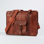 Leather Messenger Briefcase Bag I // Dark Brown