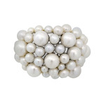 Mimi Milano 18k White Gold White Cultured Pearl Ring // Ring Size: 6.5