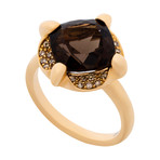 Mimi Milano 18k Two-Tone Gold Cognac Diamond + Smoky Quartz Ring // Ring Size: 7