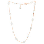 Mimi Milano 18k Rose Gold White Agate Rock Crystal + White Cultured Pearls Necklace