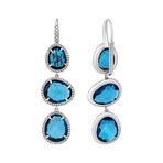 Mimi Milano 18k White Gold Diamond + London Blue Topaz Earrings II
