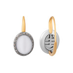 Mimi Milano 18k Two-Tone Gold White Agate + Diamond Earrings