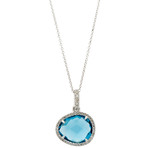 Mimi Milano 18k White Gold Diamond + London Blue Topaz Pendant Necklace III