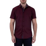 Yael Short Sleeve Button-Up Shirt // Red (XL)