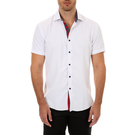 Luke Short-Sleeve Button-Up Shirt // White (M)