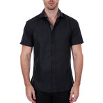 Alvin Short-Sleeve Button-Up Shirt // Black (XS)
