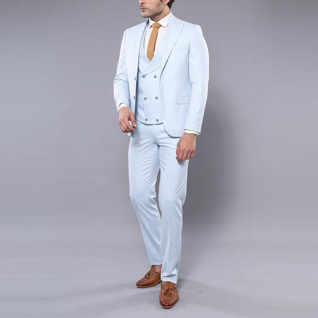Cortez 3-Piece Slim Fit Suit // Light Blue (Euro: 44)