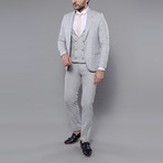 Kieran Slimfit Checked 3-Piece Vested Suit // Gray (Euro: 50)