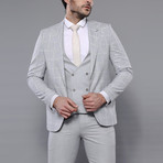Kieran Slimfit Checked 3-Piece Vested Suit // Gray (Euro: 44)