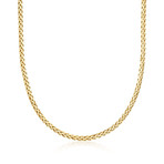 Solid 14K Yellow Gold Diamond Cut Round Wheat Chain Necklace // 3.2mm