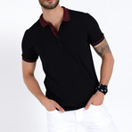 Accent Collar Polo // Black + Burgundy (S)