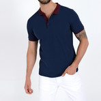 Accent Collar Polo // Navy + Burgundy (L)