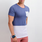 Colored Pocket T-Shirt // Blue + Gray (L)