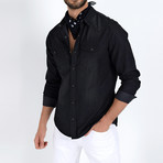 Washed Button Down Shirt // Black (2XL)