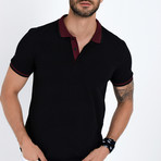 Accent Collar Polo // Black + Burgundy (S)