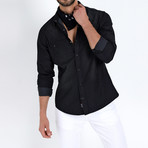 Washed Button Down Shirt // Black (L)