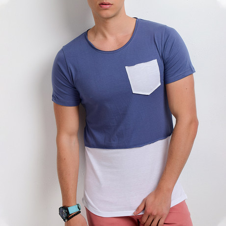Colored Pocket T-Shirt // Blue + Gray (S)
