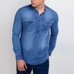 Denim Quarter-Button Shirt // Blue (M)
