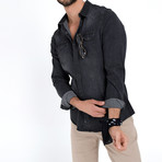 Washed Button Down Shirt // Gray (L)