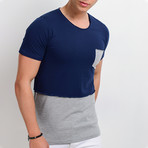 Colored Pocket T-Shirt // Navy + Gray (L)