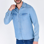 Denim Button Down Shirt // Light Blue (S)