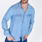 Denim Button Down Shirt // Light Blue (S)