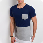 Colored Pocket T-Shirt // Navy + Gray (S)