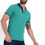 Accent Collar Polo // Teal + Black (L)