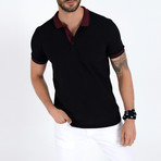 Accent Collar Polo // Black + Burgundy (S)