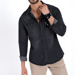 Washed Button Down Shirt // Gray (L)