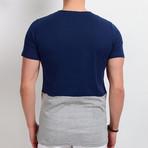 Colored Pocket T-Shirt // Navy + Gray (M)