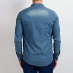 Washed Denim Button Down Shirt // Blue (L)