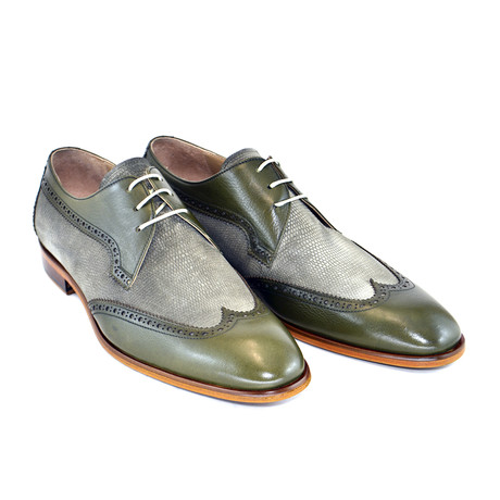 Wing Tip Lace Up // Green + Gray (US: 7)