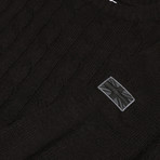 Union Badge Cable Knit Crew // Black (XS)