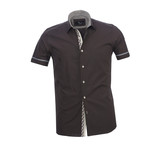 Amedeo Exclusive // Solid Short Sleeve Button Down Shirt // Black (XL)