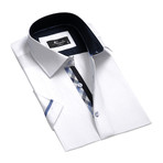 Solid Short Sleeve Button Down Shirt // White (2XL)