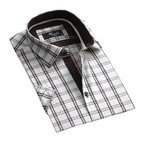 Checkered Short Sleeve Button Down Shirt // White (XL)