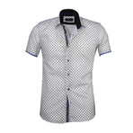 Floral Short Sleeve Button Down Shirt // White + Black (XL)