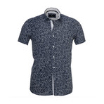 Amedeo Exclusive // Floral Short Sleeve Button Down Shirt // Dark Gray (XL)