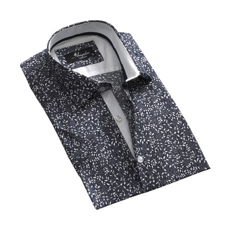 Amedeo Exclusive // Floral Short Sleeve Button Down Shirt // Dark Gray (S)