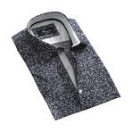 Amedeo Exclusive // Floral Short Sleeve Button Down Shirt // Dark Gray (3XL)